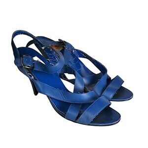 Vintage 70s Marc Alpert Blue Strappy Open Toe Disco Stiletto